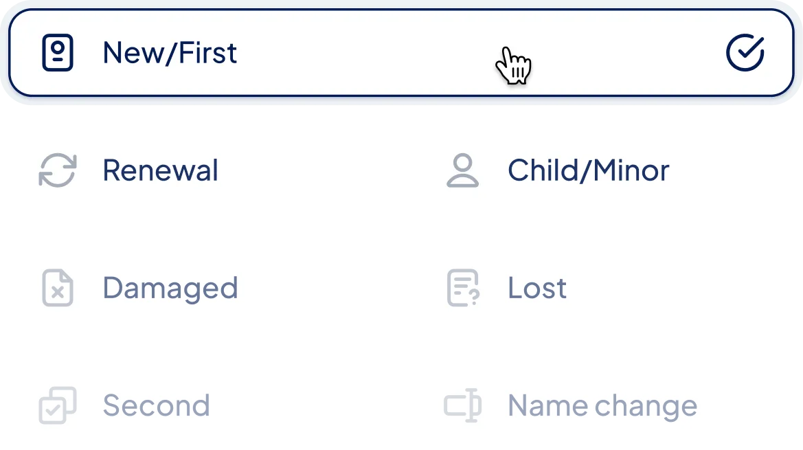 Select your passport service.